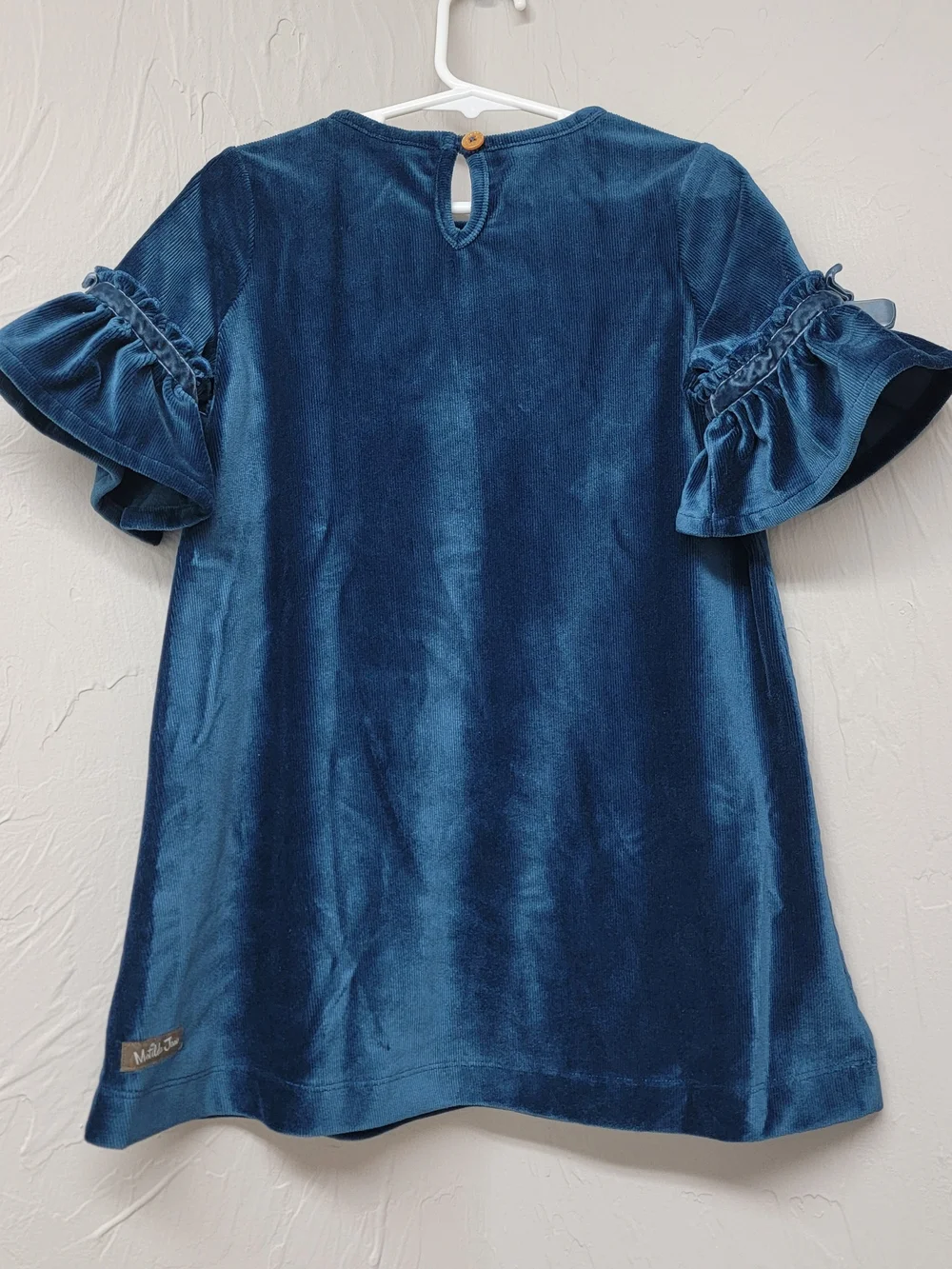 Matilda Jane Girls Party In Blue Velour Dress Wonderment Holiday Ruffle Bow Sz 4